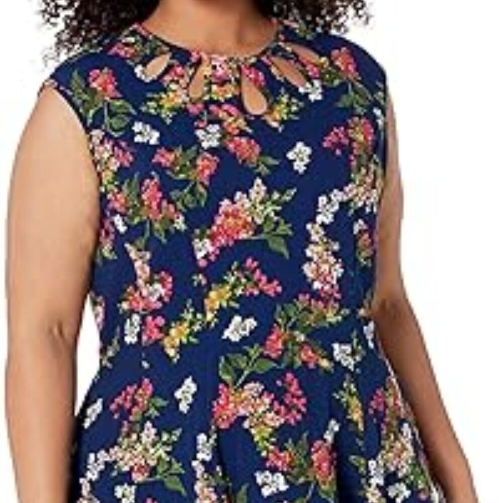 Gabby Skye Plus Size Floral Multicolor Sleeveless Knit Dress SZ 3X